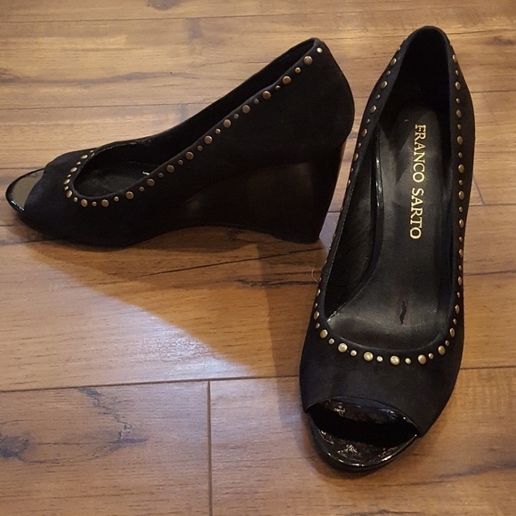 Franco Sarto - "Glitzy" Peep Toe Wedges - Picture 1 of 6